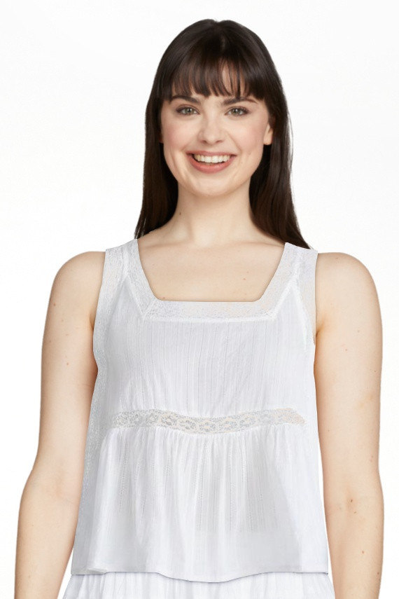 Scoop Women’s and Women’s Plus Cropped Lace Cotton Tank Top, Sizes XS-4X | Walmart (US)
