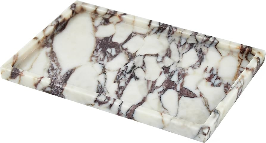 Denique Natural Marble Vanity Tray for Bathroom Countertop, Stone Storage Tray for Home Decor, 12... | Amazon (US)