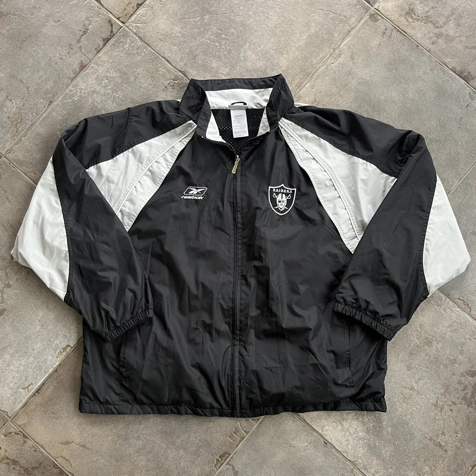Vtg 90s Reebok Jacket Oakland Raiders Full Zip Hooded Coat Mens XL Double Sided | eBay US