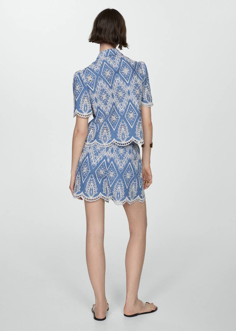 Embroidered openwork shorts -  Women | Mango USA | MANGO (US)