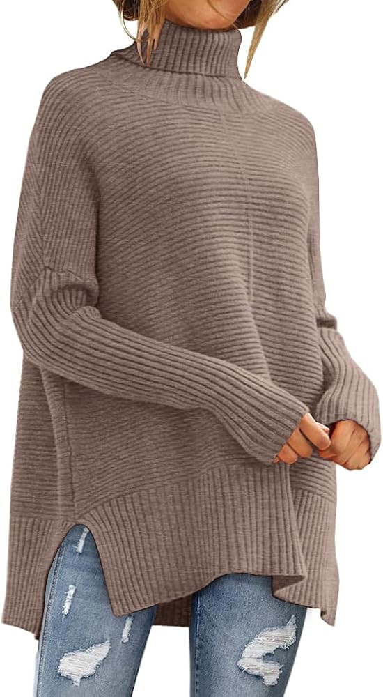 LILLUSORY Turtleneck Sweaters Ribbed Tunic Sweater | Amazon (US)