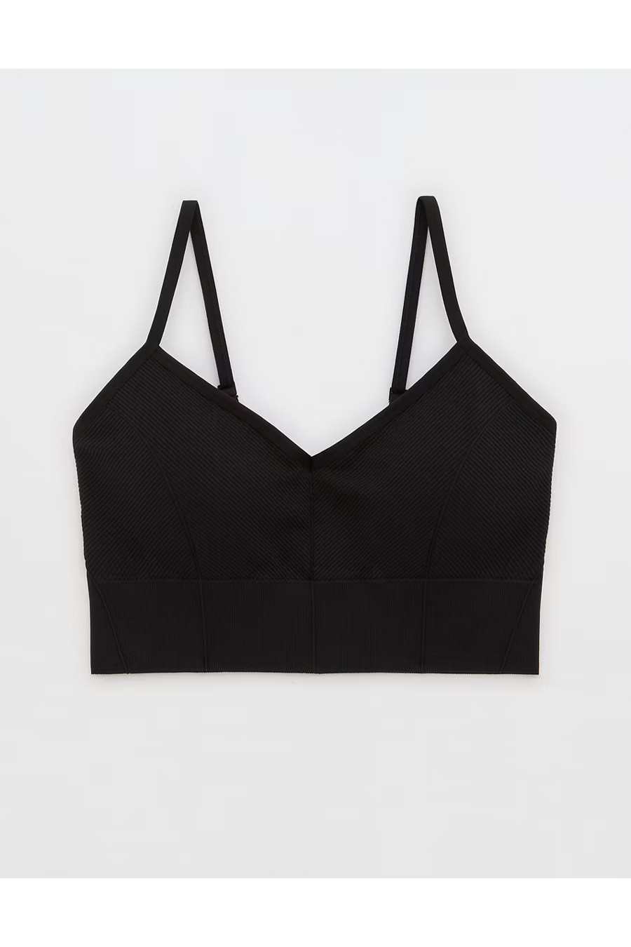 OFFLINE By Aerie Seamless Rib Sports Bra Women's True Black XXS | Aerie