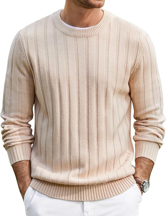 COOFANDY Men's Sweater Crewneck Ribbed Knit Soft Warm Pullover Sweater | Amazon (US)
