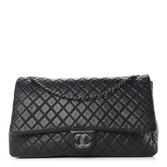 CHANEL Calfskin Quilted XXL Travel Flap Bag Black | Fashionphile