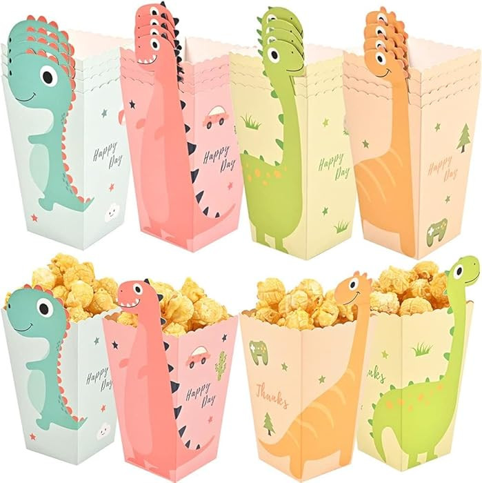 Dinosaur Party Favors Popcorn Treat Box, 36Pcs Cute Dinosaurio Party Paper Popcorn Box, Candy Sna... | Amazon (US)