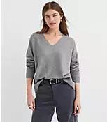 Sparkle V-Neck Relaxed Everyday Sweater | LOFT