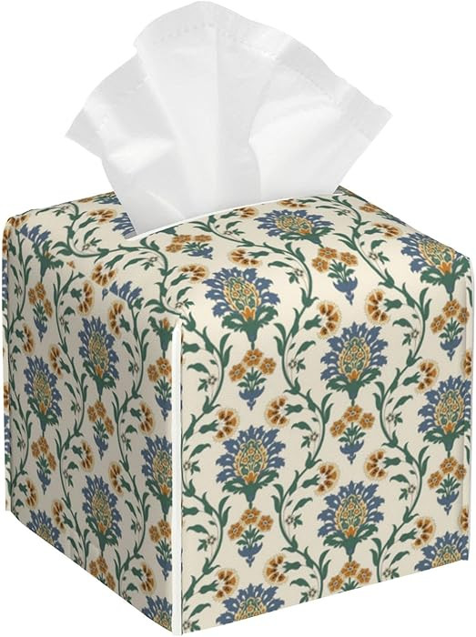 Turkish Motifs Tissue Box Cover Square,Tissue Box Holder with Belt Bottom,Stylish Leather Napkin ... | Amazon (US)