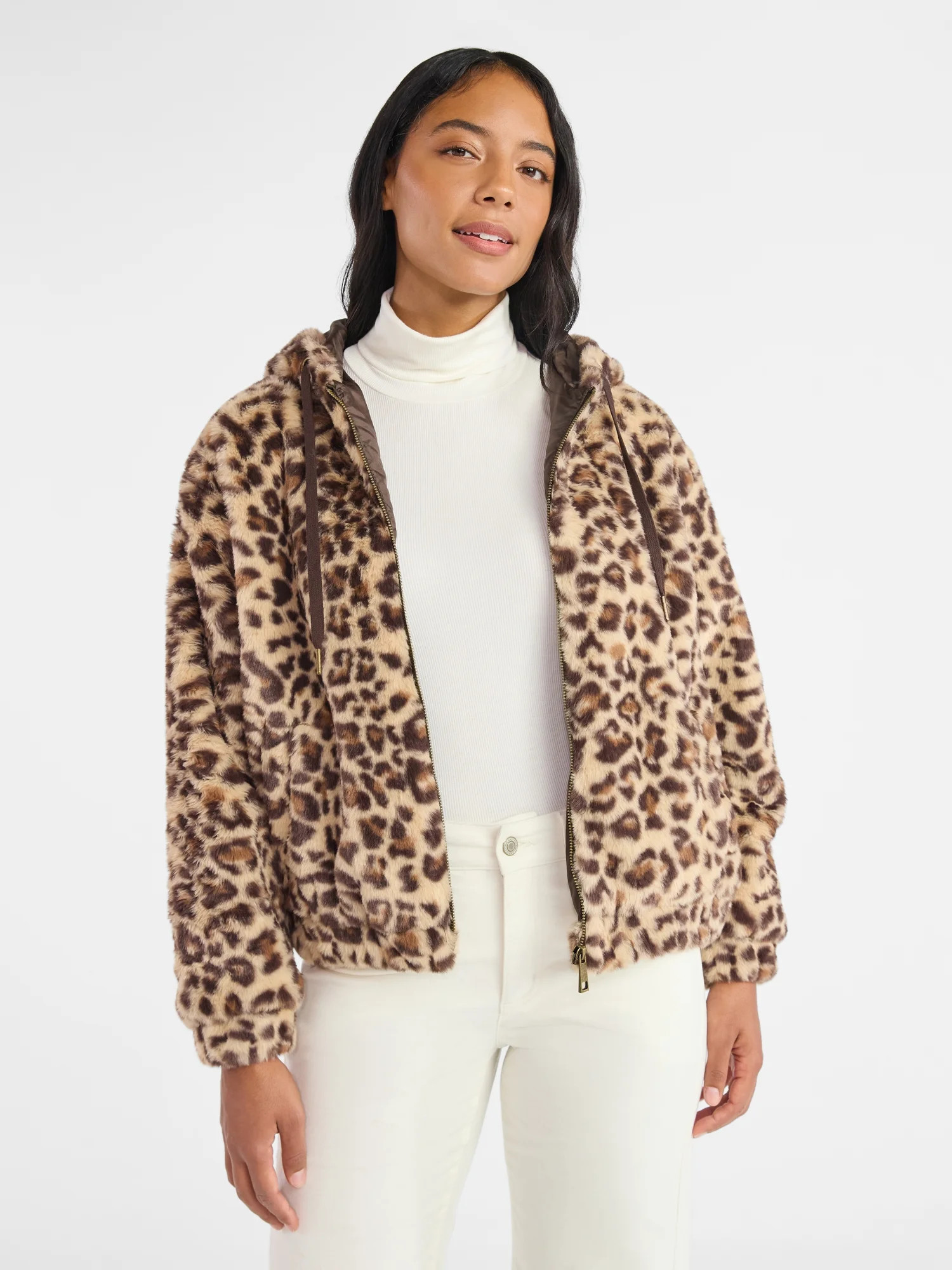 Time and Tru Women's and Women's Plus Faux Fur Hoodie Jacket, Heavyweight, Sizes XS-2X | Walmart (US)