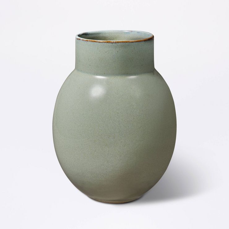 Round Ceramic Vase Green - Threshold&#8482; designed with Studio McGee | Target