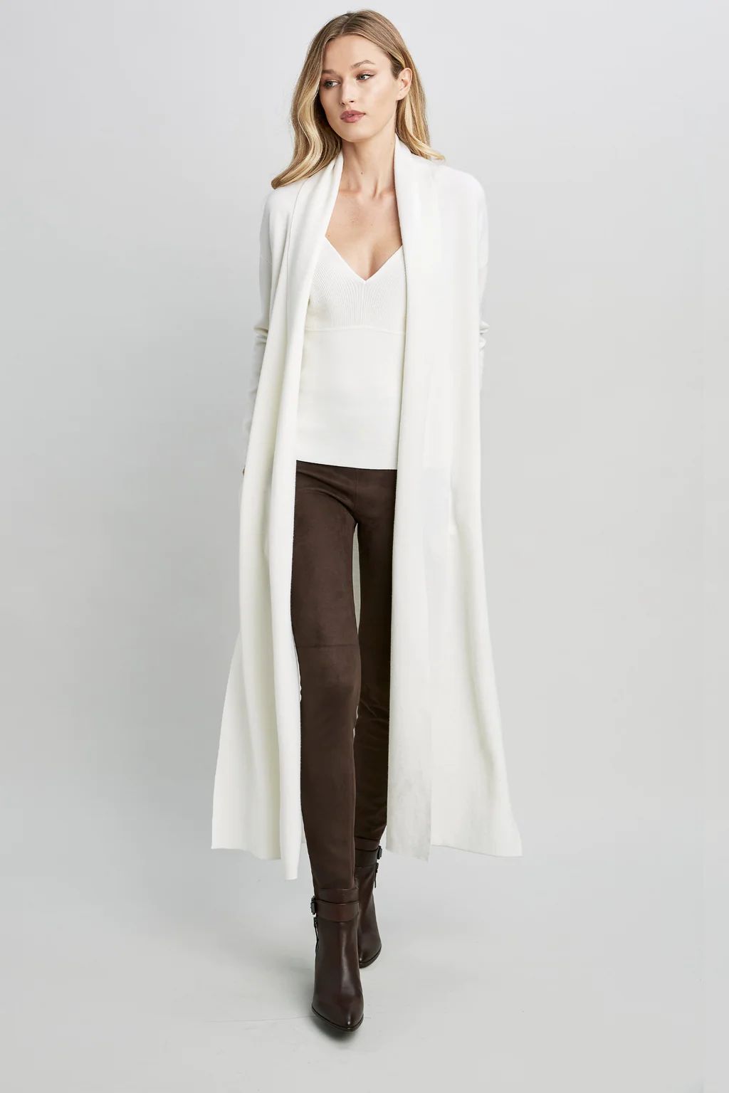 Long Sleeve Merino Wool Duster With High Side Slits | Elie Tahari
