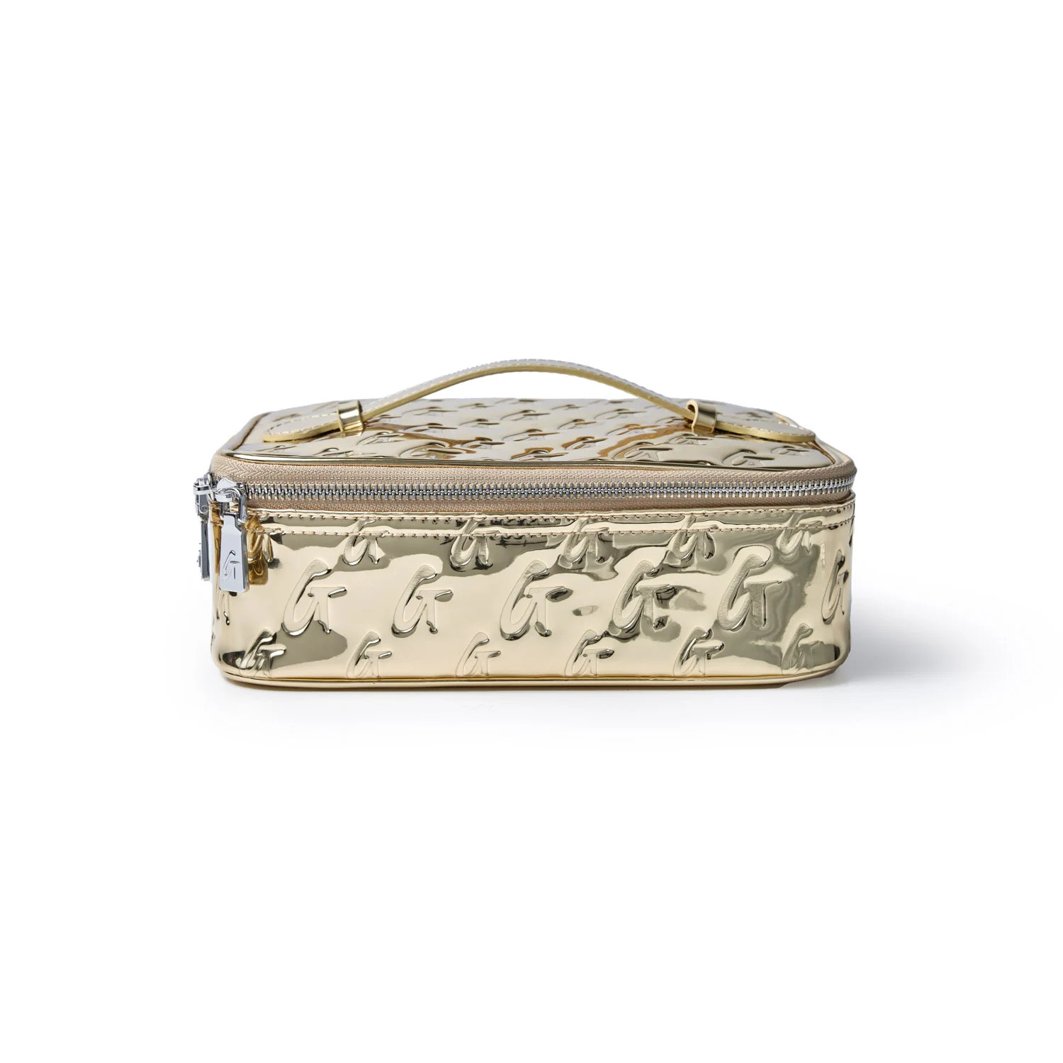 MEDIUM METALLIC MONOGRAM TOILETRY BAG - METALLIC GOLD | Glam-Aholic Lifestyle