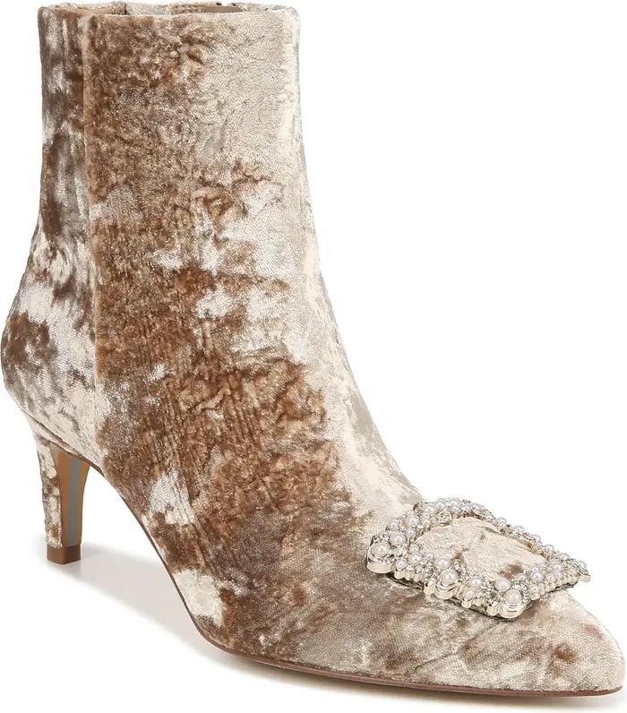Ulissa Luster Imitation Pearl Pointed Toe Bootie (Women) | Nordstrom