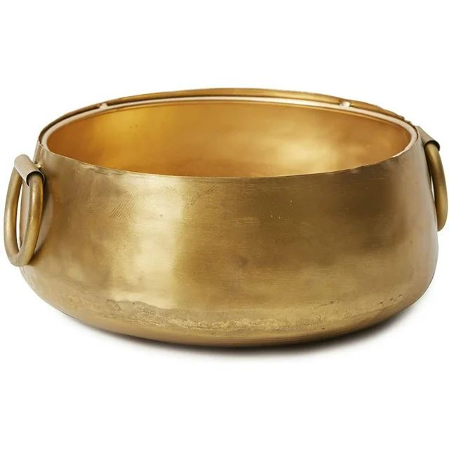 Decorative Gold Iron Handi Bowl With Handle: Large Centerpiece In Traditional Indian For Home, Di... | Walmart (US)