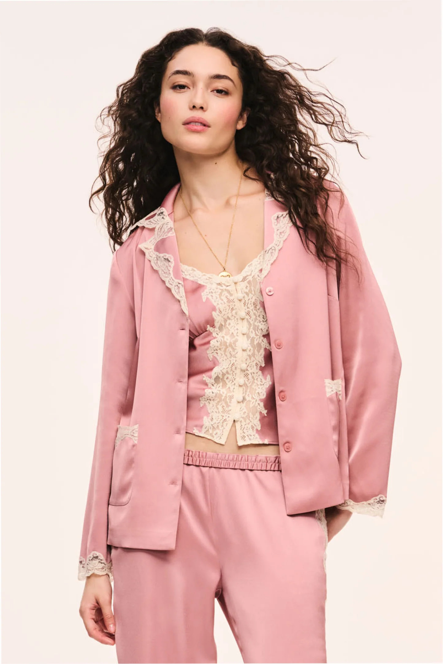 Chelly Crepe Button-Down Top FLUSHED NUDE / M | LoveShackFancy