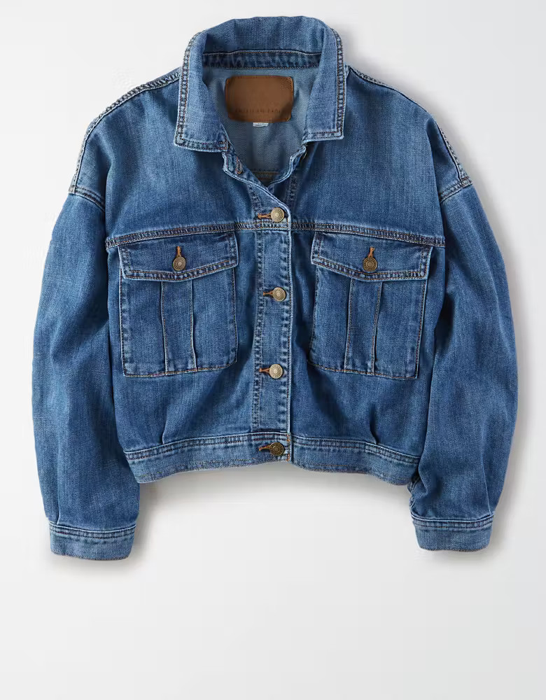AE Boxy Cropped Denim Jacket | American Eagle Outfitters (US & CA)