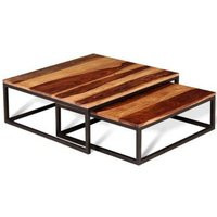 Square Wooden Coffee Table, Modern Wood Nesting Solid Table | Etsy (US)