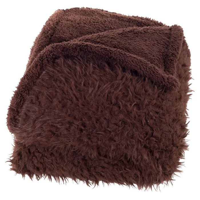 Brown Solid Fleece Sherpa Backed Throw (50"X60") - Yorkshire Home | Target