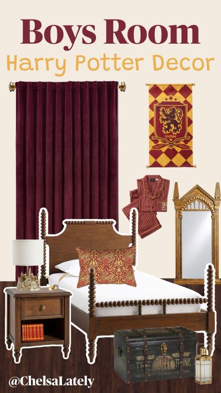 Boys Gryffindor theme design board perfect for a Harry Potter enthusiasts! #harrypotterbedroom #harrypotterdecor #gryffindordecor #boysbedroom #boysbedroomdecor #boysbedroommakeover 

#LTKkids #LTKstyletip #LTKhome