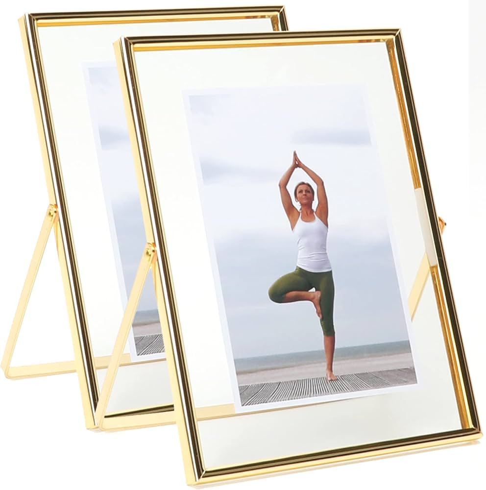 AhaGo Gold Floating Frame (8"x10", Vertical, 2 Set), For Picture 7x9, 6x8, 5x7, Tabletop Shelf Ph... | Amazon (US)