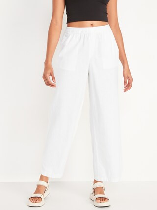 High-Waisted Wide-Leg Linen-Blend Pants for Women | Old Navy (CA)