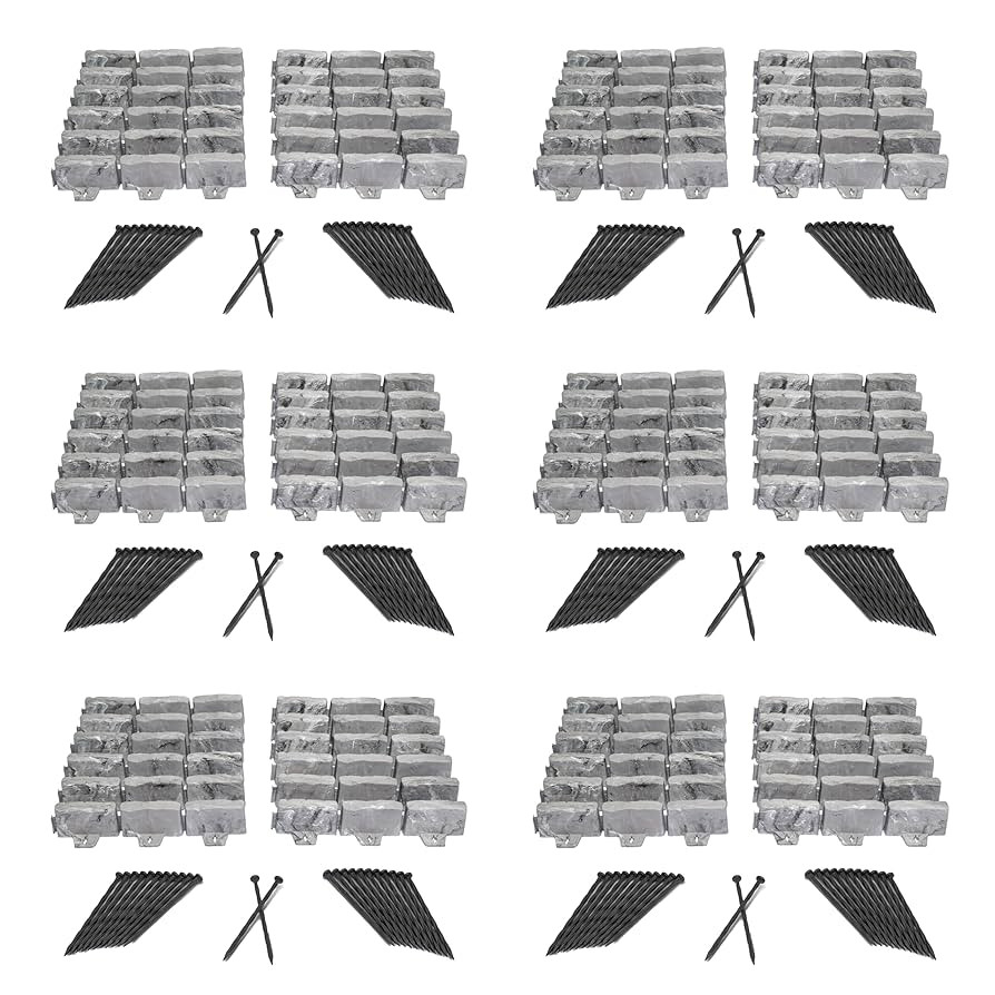 EasyFlex No-Dig Landscape Edging with Anchoring Spikes, 2.7 in. Tall Decorative Stone-Look Garden... | Amazon (US)