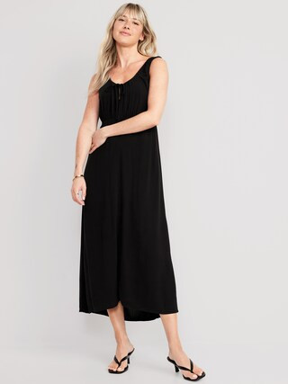 Waist-Defined Sleeveless Crepe Midi Dress for Women | Old Navy (US)