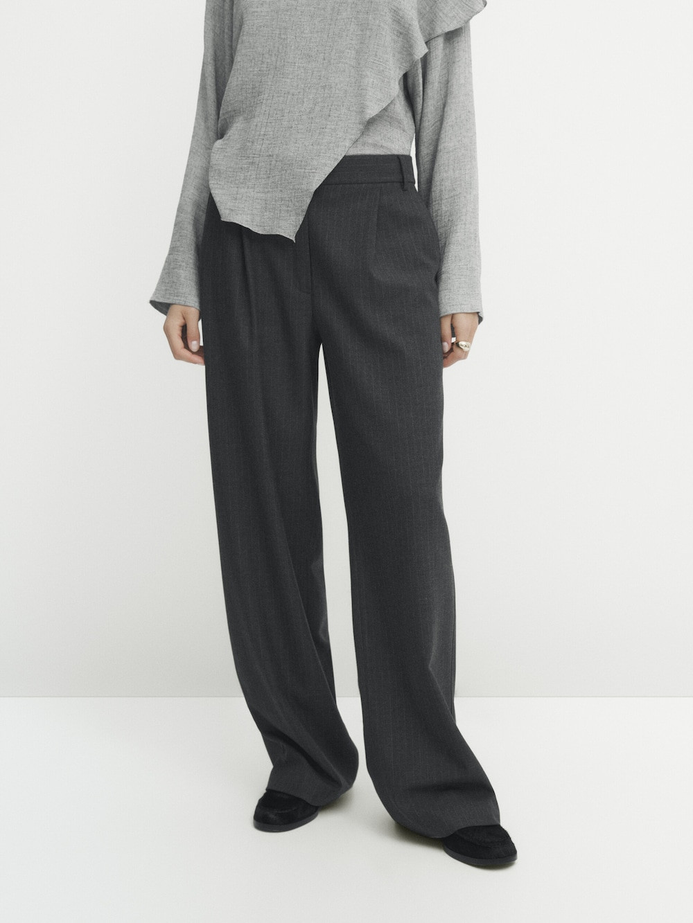 Darted pinstripe jogger trousers | Massimo Dutti UK