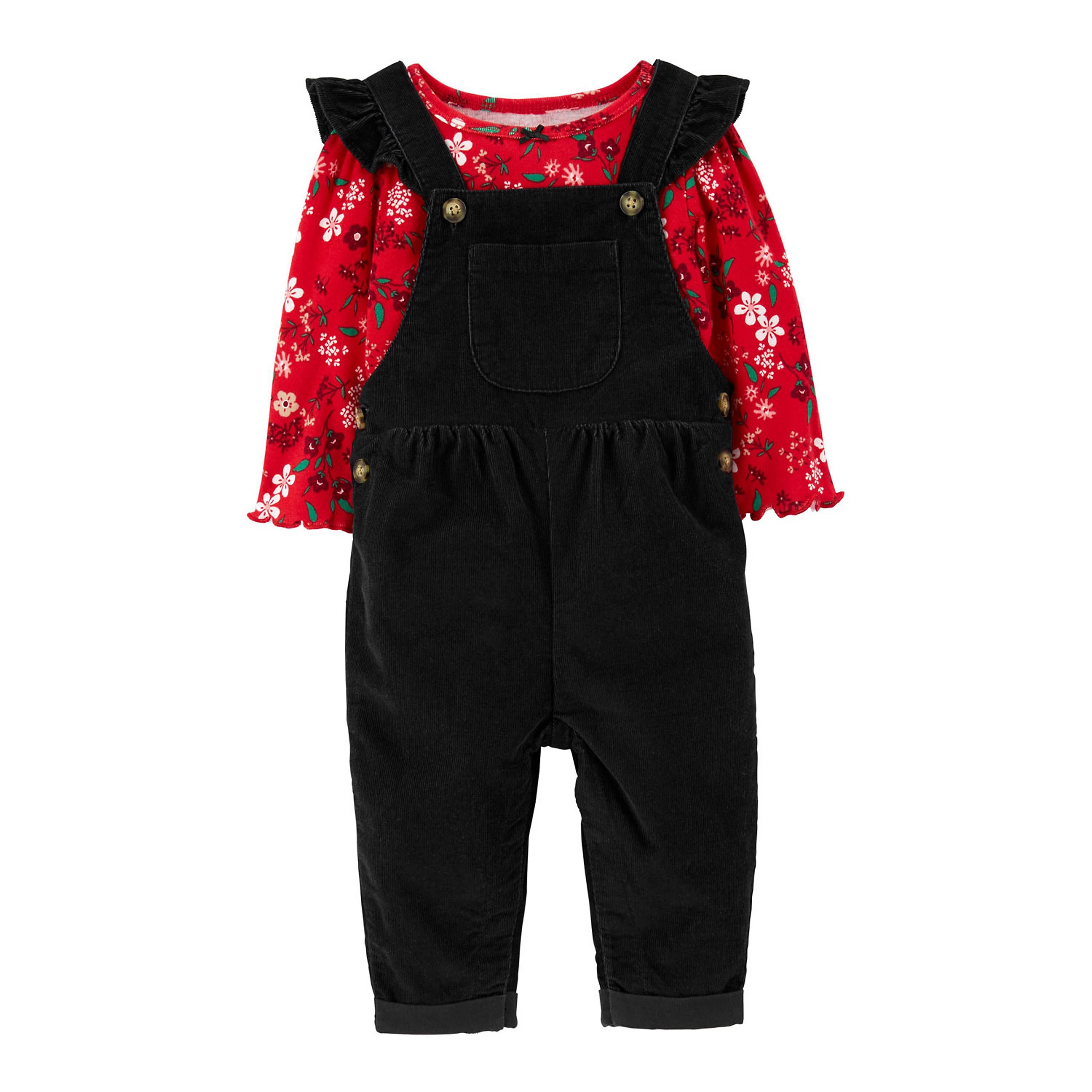 Baby Girl Carter's 2-Piece Floral Tee & Corduroy Overalls | Kohl's
