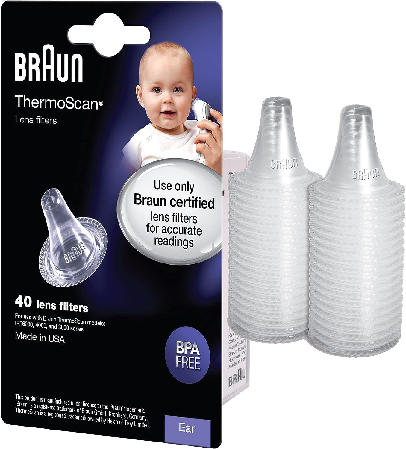 Braun ThermoScan Lens Filters for Ear Thermometer, Disposable Covers, Clear, 40 Count | Amazon (US)