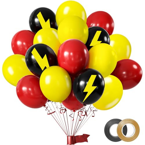 50pcs Red Yellow Black Balloon Set,12inch Happy Birthday Latex Balloon,Red Yellow Black Balloon for Boys Girls Cartoon Theme Birthday Party Decorations | Amazon (UK)