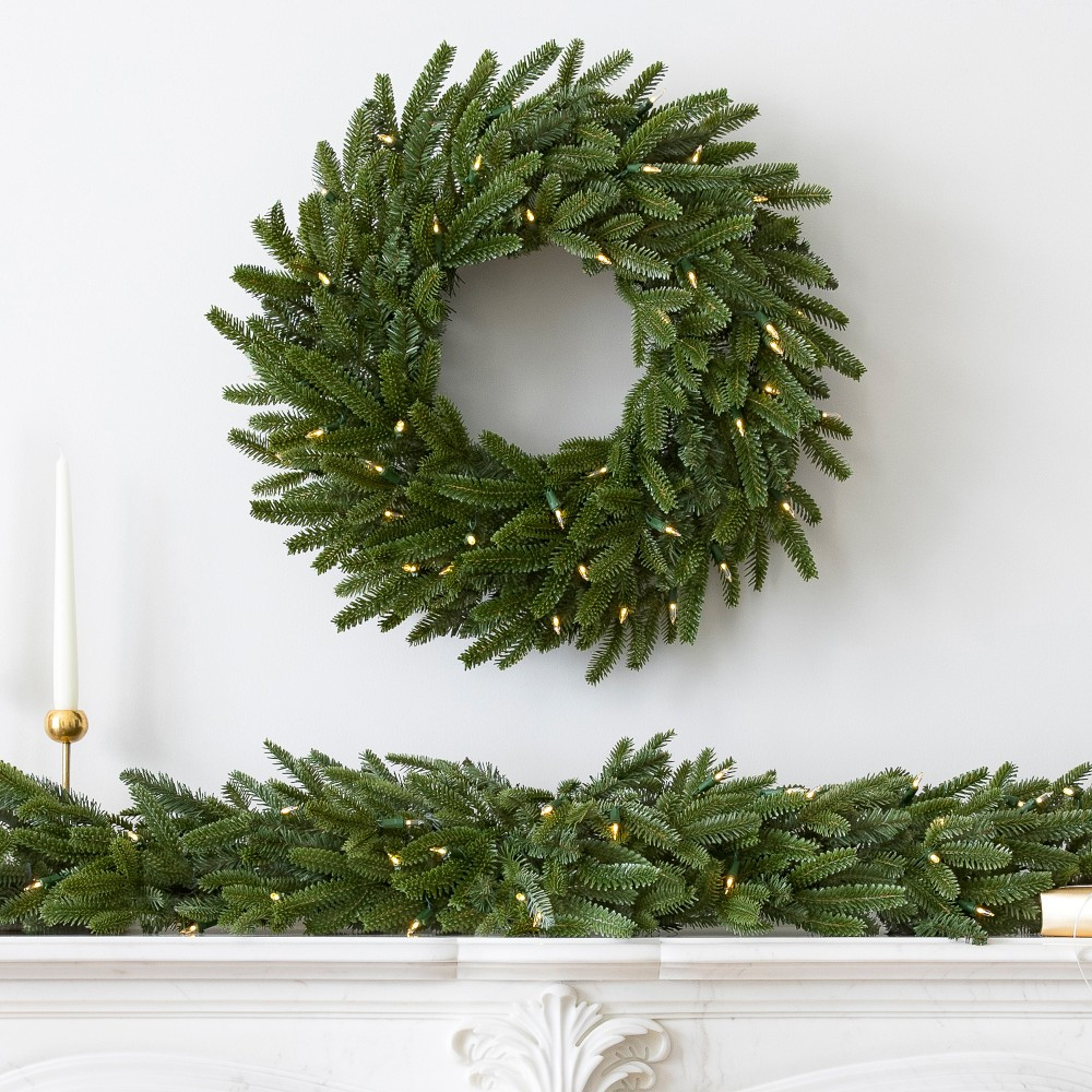 Balsam Hill Balsam Fir Pre-Lit Faux Wreath &amp; Garland | Williams-Sonoma