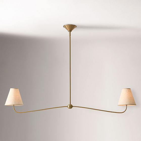 Simone 2 Light Chandelier, 40In, Champagne/Plain Shade | West Elm (US)