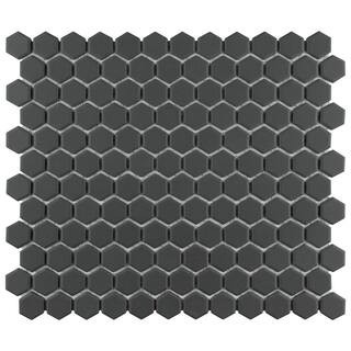 Merola Tile Metropolis 1 in. Hex Unglazed Black 10-1/4 in. x 12 in. Porcelain Mosaic Tile (8.7 sq. ft./Case) | The Home Depot
