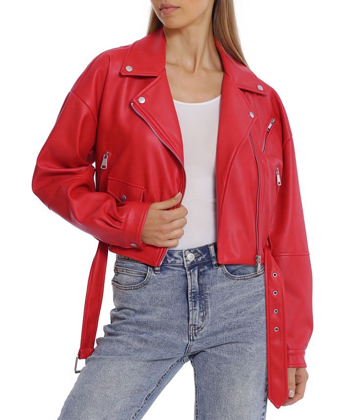 Avec Les Filles Women's Cropped Faux-Leather Moto Jacket & Reviews - Jackets & Blazers - Women - ... | Macys (US)