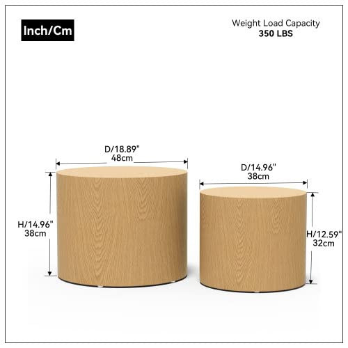 Small Round Coffee Table Nesting End Table Set of 2, Wood Side Circle Accent Tables for Small Spa... | Amazon (US)