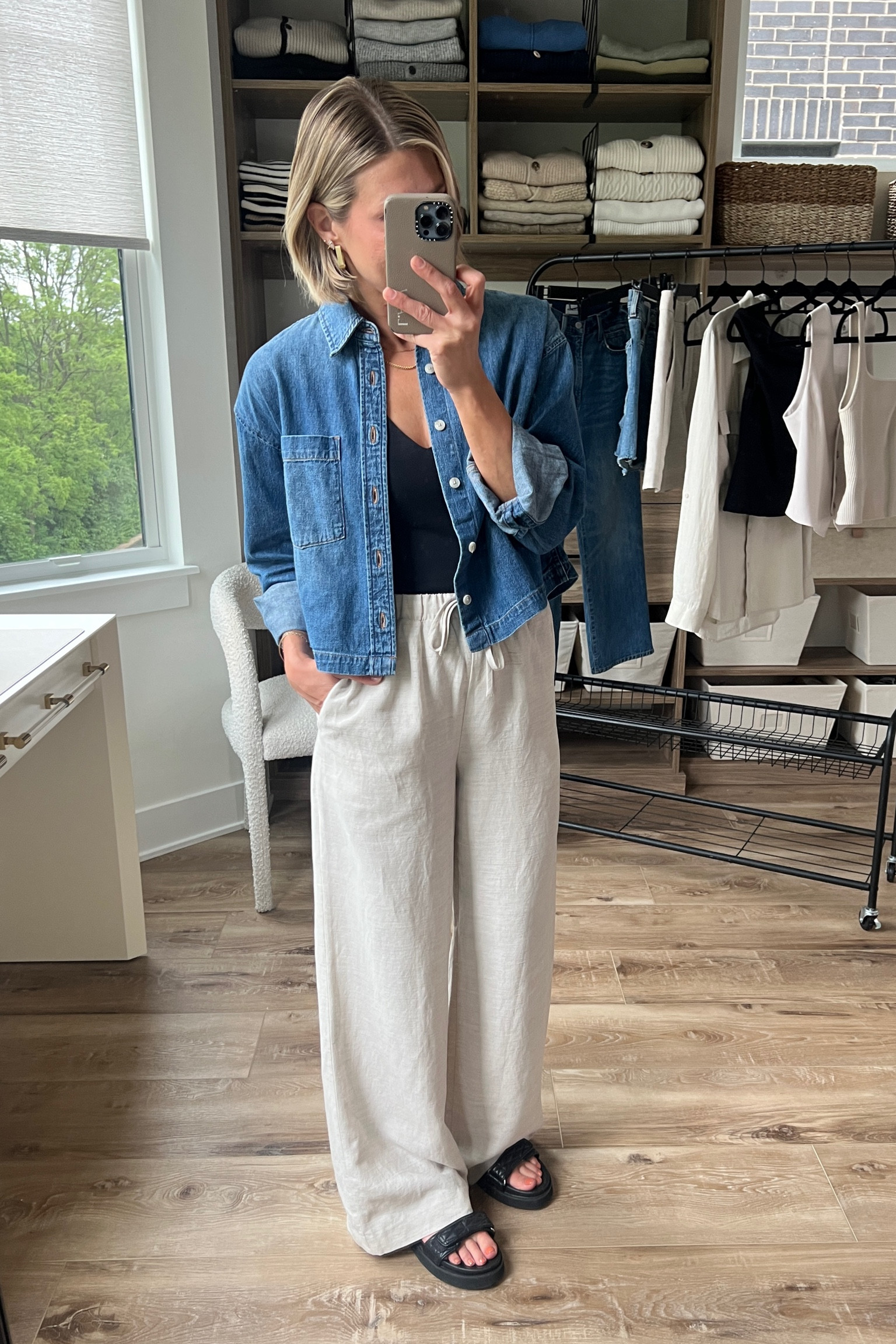 Wearing small linen pants, small contour tank, small denim shirt  @aritzia #aritziapartner

#LTKStyleTip #LTKFindsUnder100 #LTKFindsUnder50