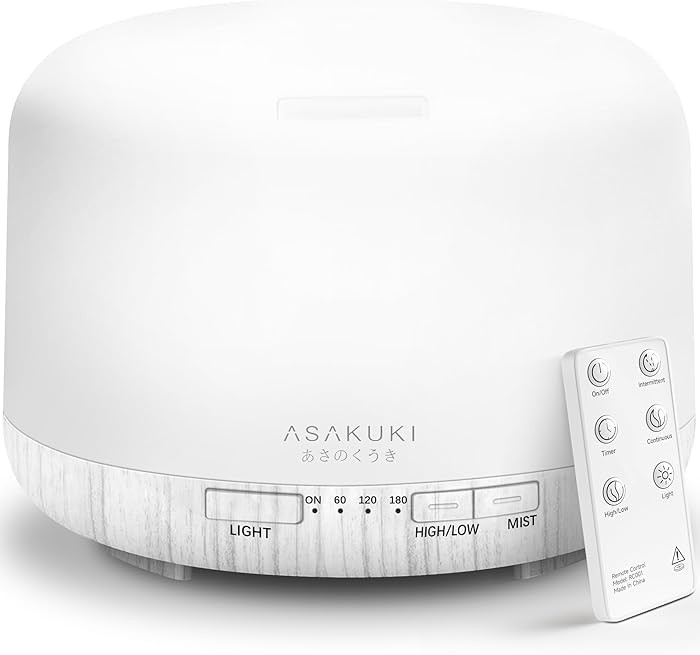 ASAKUKI 500ml Premium Essential Oil Diffuser with Remote Control, 5 in 1 Ultrasonic Aromatherapy ... | Amazon (US)
