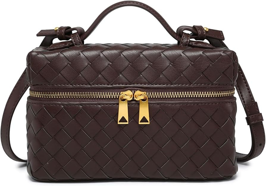 Rejolly Top-Handle Pouch Handbag for Women Woven Leather Vanity Case Designer Crossbody Bag Quiet... | Amazon (US)