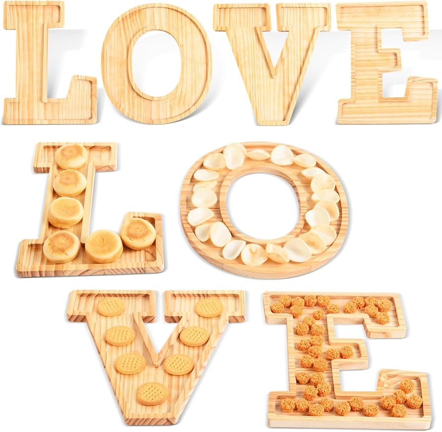 AWIZOM 4 Pcs LOVE Charcuterie Boards Letters LOVE Wooden Platters Valentine's Serving Trays Pine ... | Amazon (US)