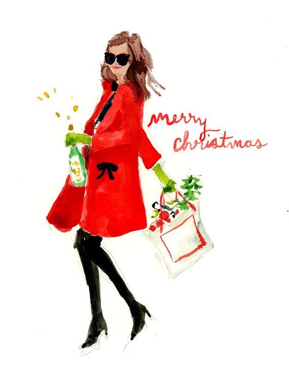 Holiday Christmas Cards: Shoppin & Poppin { Fashion Christmas Card } | Etsy (US)