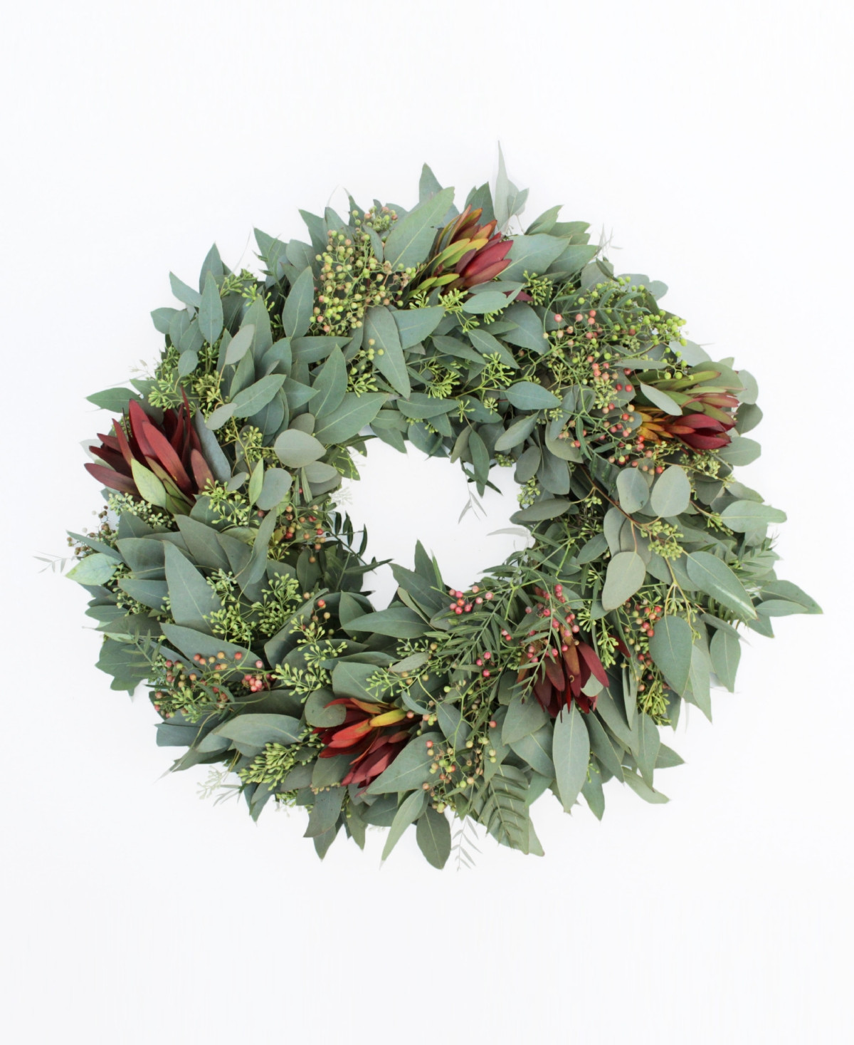 Magnolia Supply Co Fresh Seeded Eucalyptus, Red Berry and Safari Sunset Wreath, 20 | Macy's