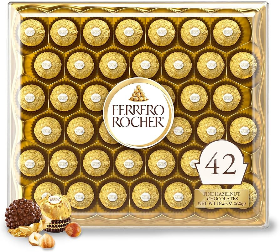 Ferrero Rocher, 42 Count, Premium Milk Chocolate Hazelnut, Chocolates for Gifting, 18.5 oz | Amazon (US)