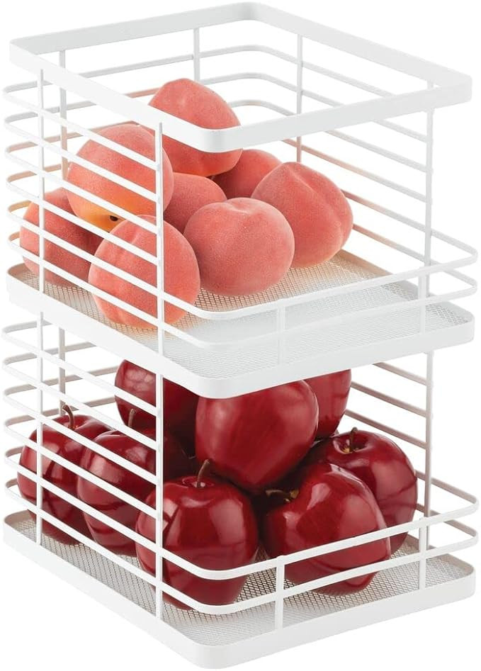 mDesign Stacking Wire Baskets Food Organizer Storage Metal Basket with Open Front for Kitchen Cab... | Amazon (US)
