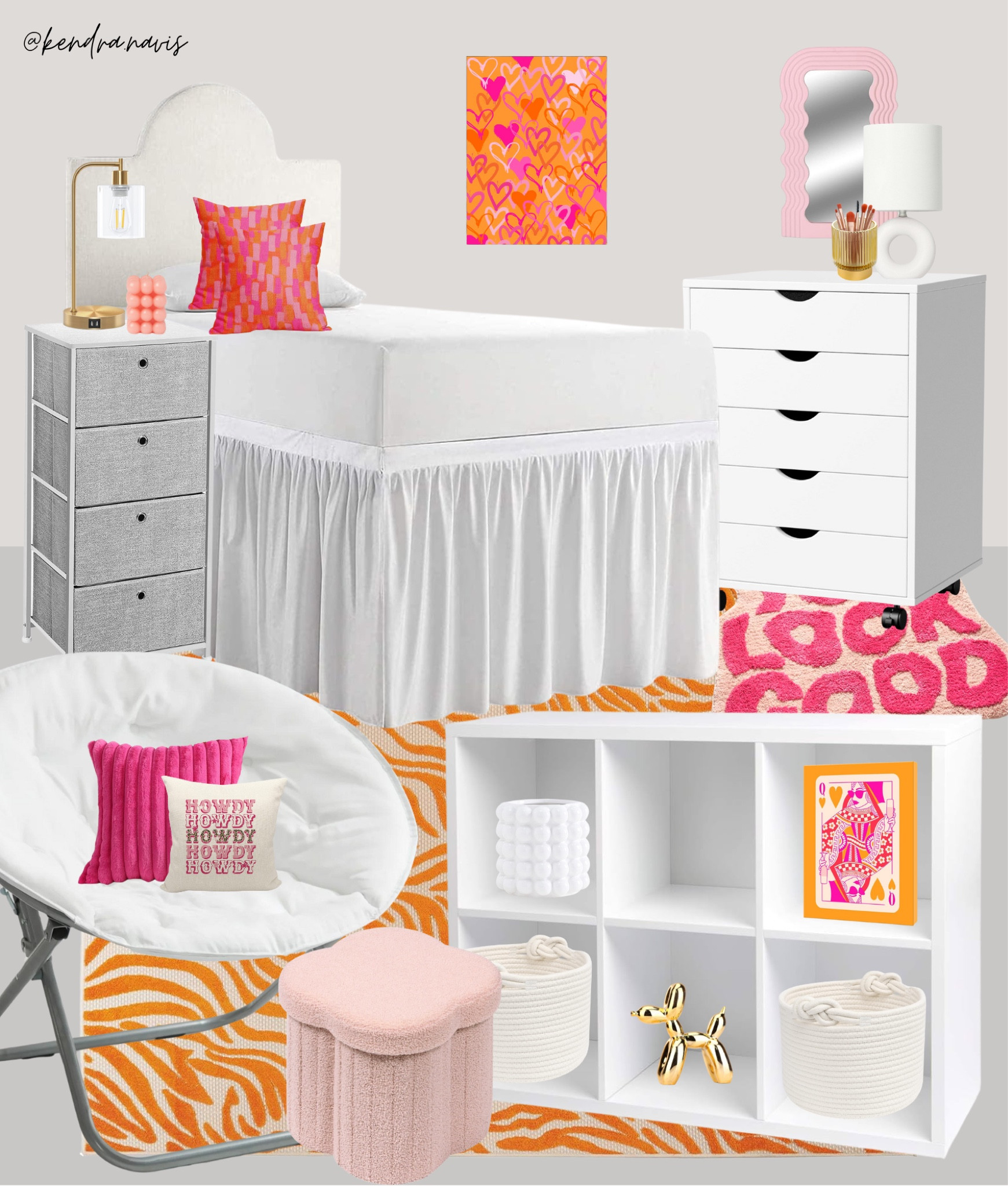 College Dorm Room Ideas, Pink & Orange Preppy Bedroom Mood Board, Teenage/College Girl Dorm Room

#LTKhome