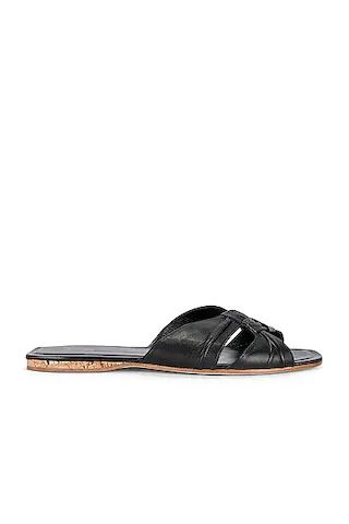 The Row Soft Knot Flat Sandal in Black & Cork | FWRD | FWRD 