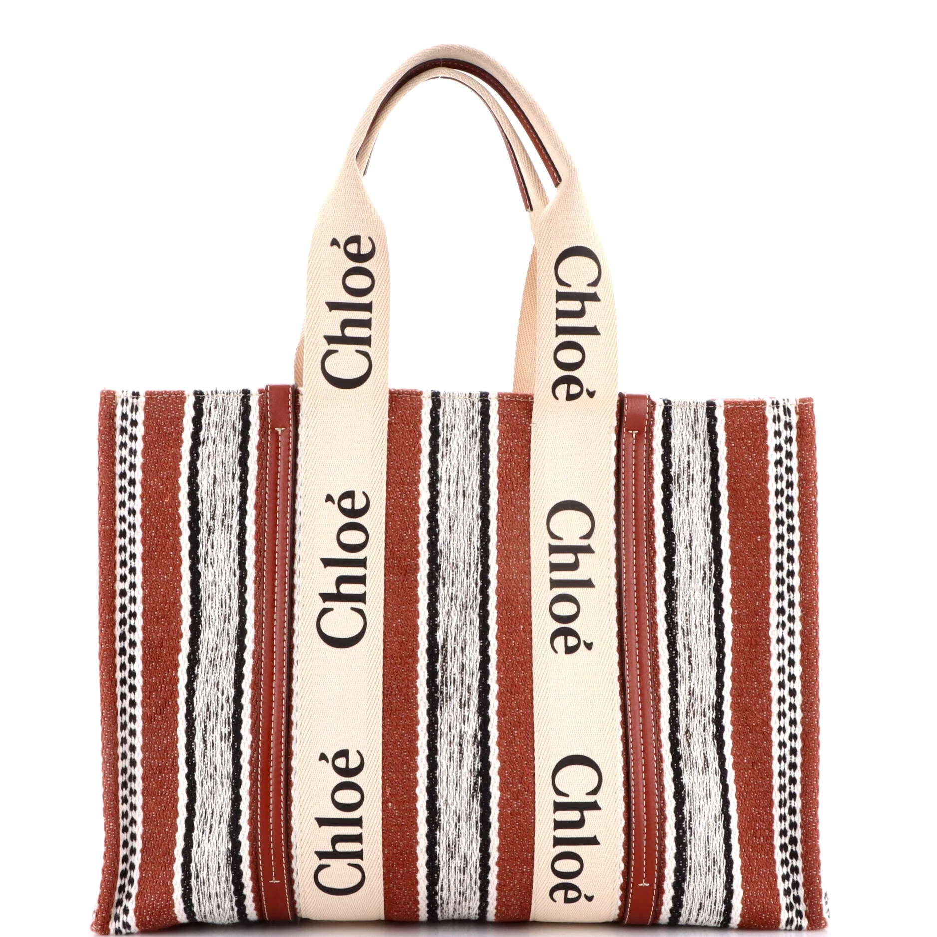 Pre-Owned Woody Tote Striped Linen Large By Rebag | Walmart (US)