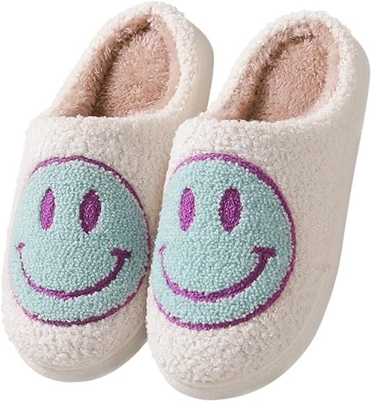 Smile Face Slippers Indoor Outdoor,Smile Happy Face Slippers,Retro Slippers for Women House Soft ... | Amazon (US)