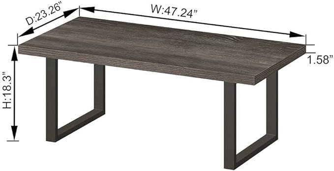 IBF Rustic Coffee Table, Wood and Metal Simple Industrial Modern Center Table, Minimalist Rectang... | Amazon (US)