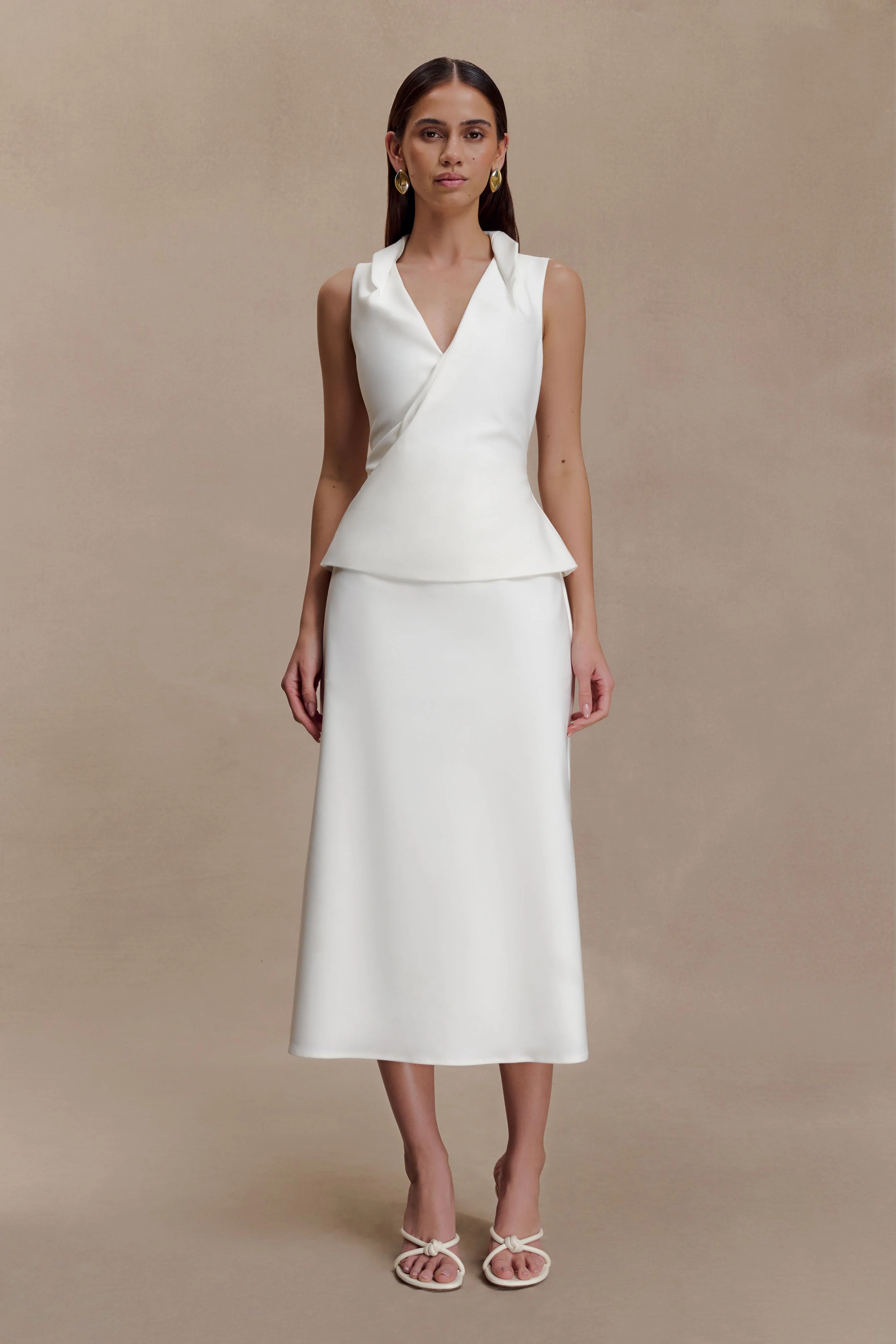Marisol Marisol Off Shoulder Boucle Maxi Dress - Ivory | MESHKI US
