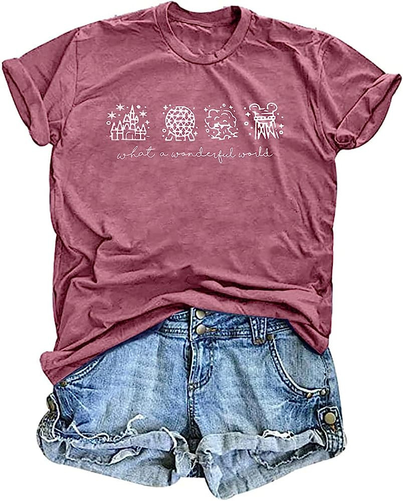 Epcot Shirts for Women World Traveler Shirt Magic Kingdom Castle Tshirt Funny Vacation Shirt Caus... | Amazon (US)